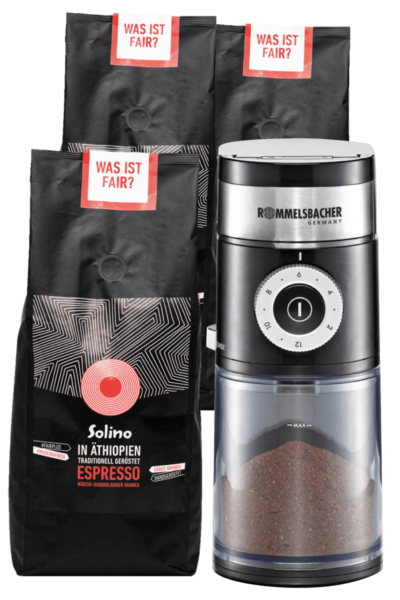 Abo: Solino Espresso- ganze Bohnen + Kaffeemühle (Packshot)